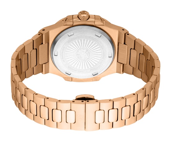 ROBERTO CAVALLI Herrenuhr, Gehäuse in Roségoldfarbe, schwarzes Zifferblatt, Metallarmband in Roségoldfarbe, 3 Zeiger, Datumsanzeige, 3 ATM - Image 2