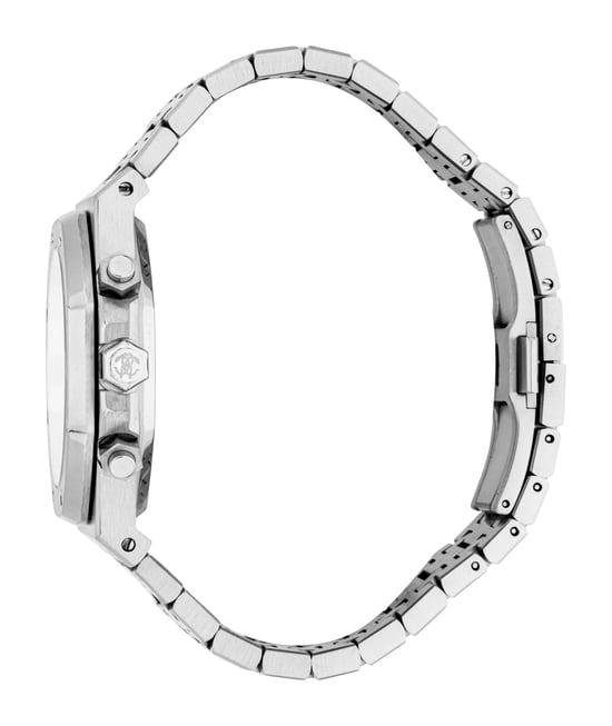 ROBERTO CAVALLI Herrenuhr, silberfarbenes Gehäuse, silberfarbenes Zifferblatt, Armband aus Edelstahl, Chronograph, 3 ATM - Image 3