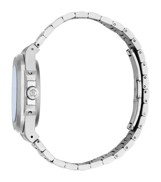 ROBERTO CAVALLI Herrenuhr, silberfarbenes Gehäuse, dunkelblaues Zifferblatt, Armband aus Edelstahl, 3 Zeiger, Datumsanzeige, 3 ATM - Image 3
