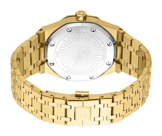 ROBERTO CAVALLI Herrenuhr, Gehäuse in Goldfarbe, silbernes Zifferblatt, Metallarmband in Goldfarbe, 3 Zeiger, Datumsanzeige, 3 ATM - Image 2