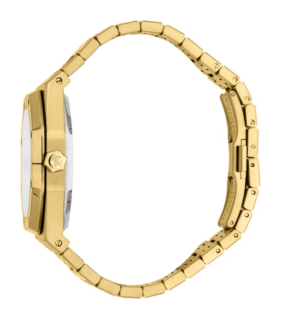 ROBERTO CAVALLI Herrenuhr, Gehäuse in Goldfarbe, silbernes Zifferblatt, Metallarmband in Goldfarbe, 3 Zeiger, Datumsanzeige, 3 ATM - Image 3