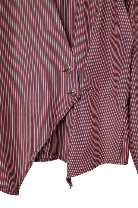 Trendyol Curve Damen Bordeaux Gestreift Lang Tailliert Große Größen Hemden - Image 4