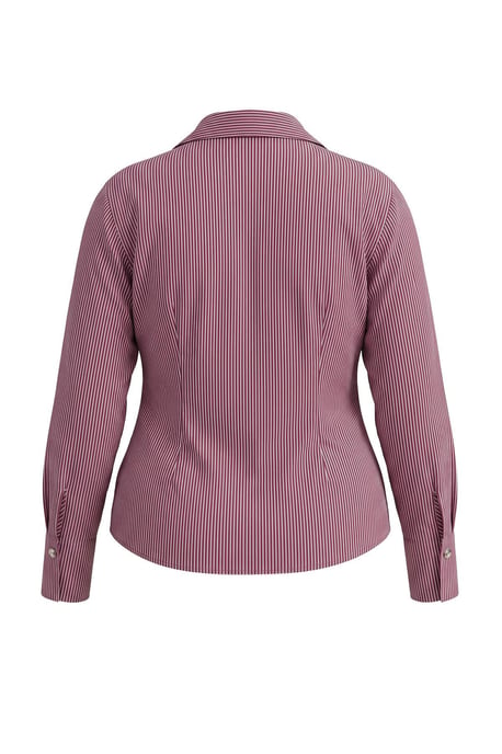 Trendyol Curve Damen Bordeaux Gestreift Lang Tailliert Große Größen Hemden - Image 5