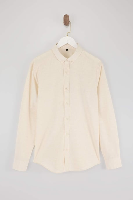 TRENDYOL MAN Herren Beige Einfarbig Lang Regular Fit Hemden - Image 3