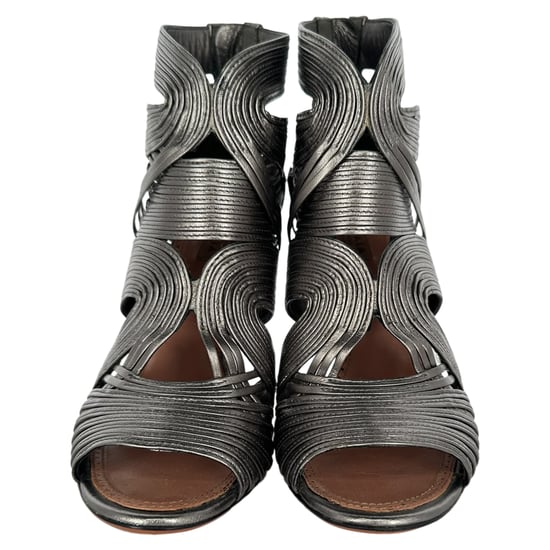 Alaïa Cage Wave Stilettos aus silbernem Leder - Image 2