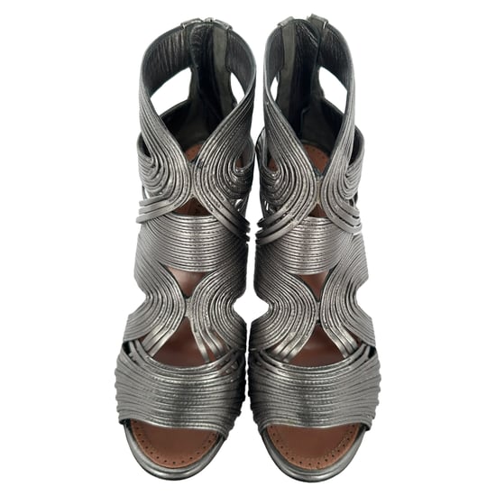 Alaïa Cage Wave Stilettos aus silbernem Leder - Image 3