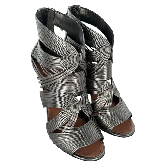 Alaïa Cage Wave Stilettos aus silbernem Leder - Image 5