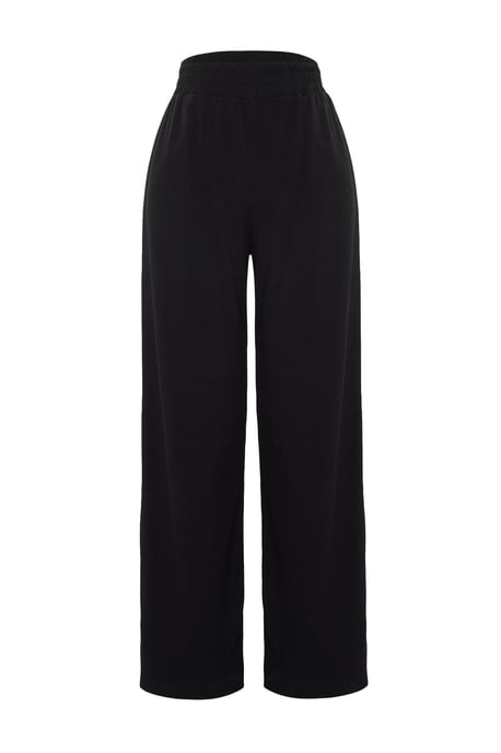 TRENDYOLMİLLA Damen Schwarz Einfarbig Weites Bein Normale Taille Hosen - Image 5