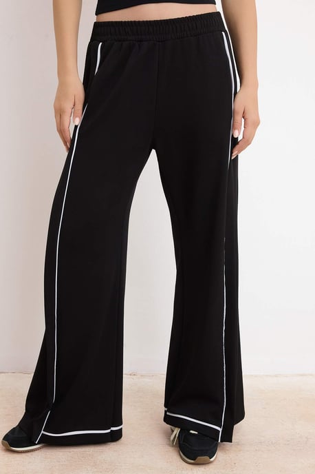TRENDYOLMİLLA Damen Schwarz Einfarbig Weites Bein Normale Taille Hosen - Image 2