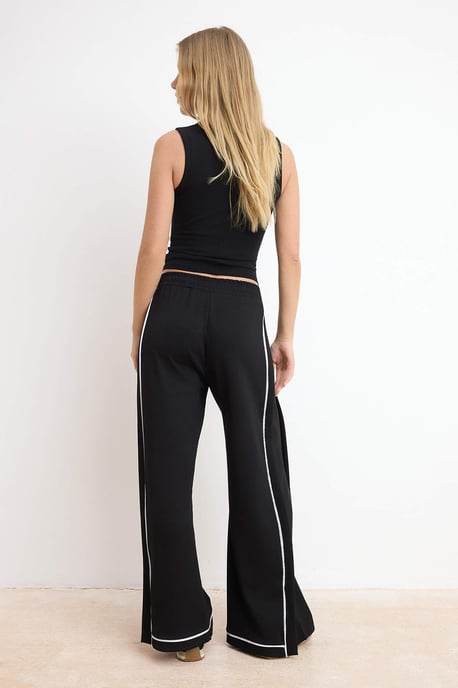 TRENDYOLMİLLA Damen Schwarz Einfarbig Weites Bein Normale Taille Hosen - Image 3