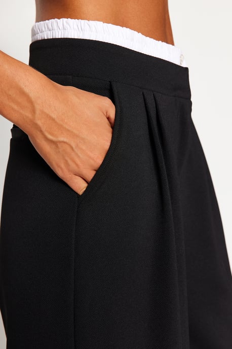 TRENDYOLMİLLA Damen Schwarz Einfarbig Weites Bein Hohe Taille Hosen - Image 4