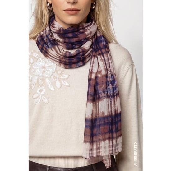 Monari Schal mit Karomuster 810265 554 Tiramisu-Muster - Image 4