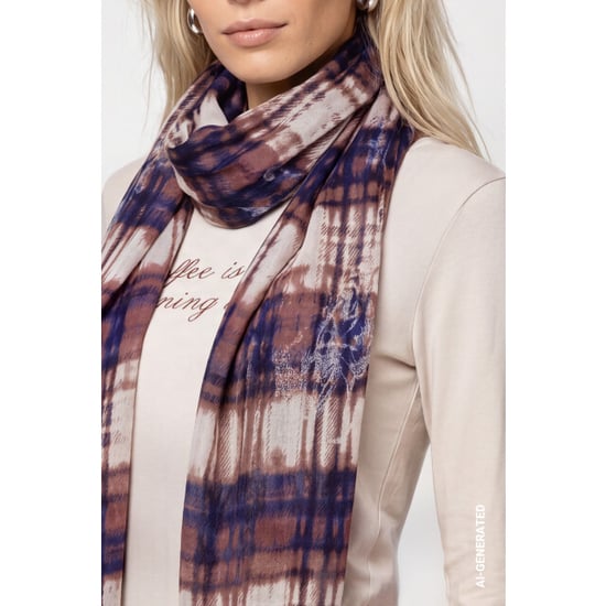 Monari Schal mit Karomuster 810265 554 Tiramisu-Muster - Image 5