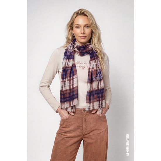 Monari Schal mit Karomuster 810265 554 Tiramisu-Muster - Image 6