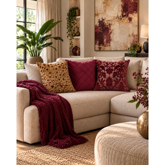 NOVÉE Leopard braun/burgunder Kissenbezug | 45x45 cm | Samt/Polyester - Image 2