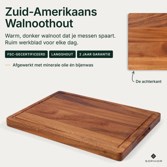 Sophior Holz-Schneidebrett Walnuss, 42×30×2,8 cm - Image 2