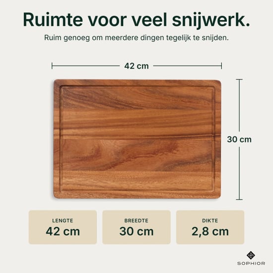 Sophior Holz-Schneidebrett Walnuss, 42×30×2,8 cm - Image 4