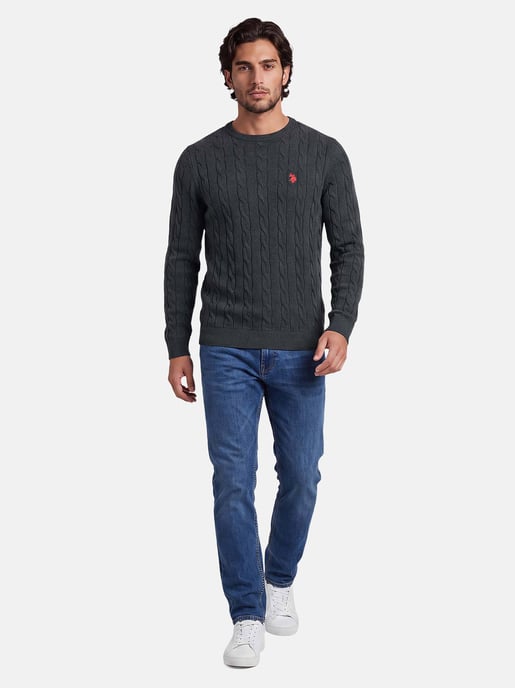 U.S. POLO ASSN. Herren Pullover – Zopfstrick aus 100% Baumwolle - Image 4