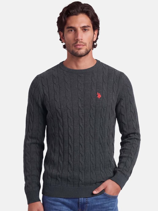 U.S. POLO ASSN. Herren Pullover – Zopfstrick aus 100% Baumwolle - Image 5