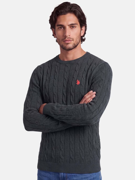 U.S. POLO ASSN. Herren Pullover – Zopfstrick aus 100% Baumwolle - Image 6