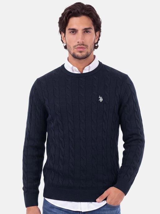 U.S. POLO ASSN. Herren Pullover – Zopfstrick aus 100% Baumwolle - Image 5