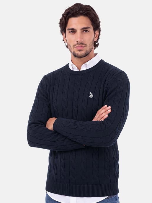 U.S. POLO ASSN. Herren Pullover – Zopfstrick aus 100% Baumwolle - Image 6