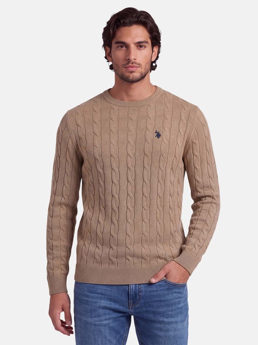 U.S. POLO ASSN. Herren Pullover – Zopfstrick aus 100% Baumwolle - Image 5