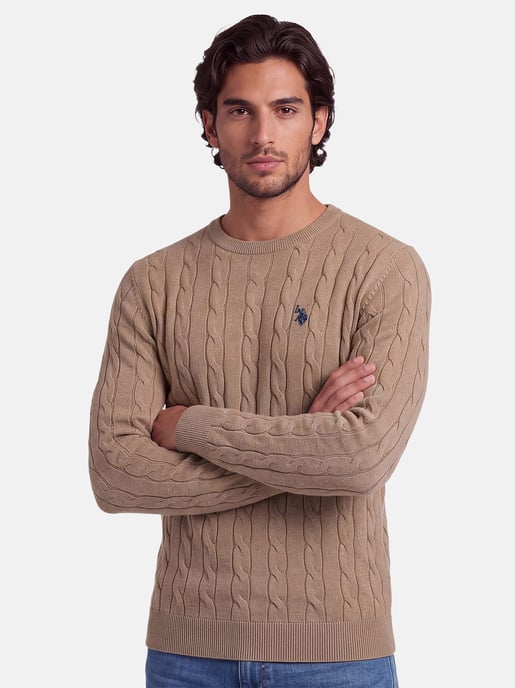 U.S. POLO ASSN. Herren Pullover – Zopfstrick aus 100% Baumwolle - Image 6