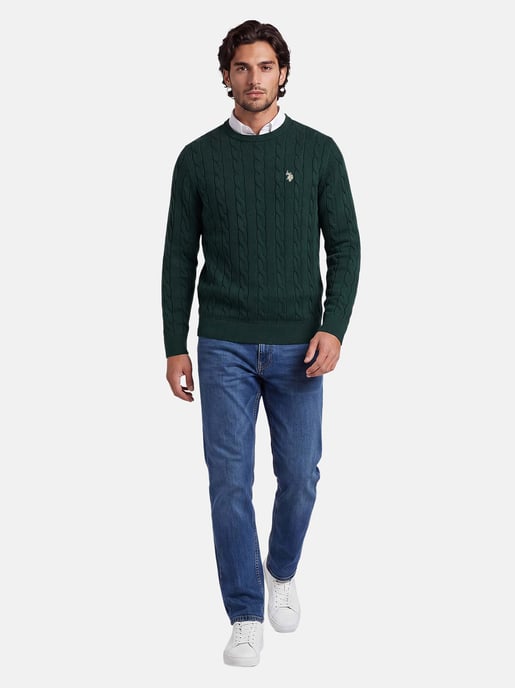 U.S. POLO ASSN. Herren Pullover – Zopfstrick aus 100% Baumwolle - Image 4