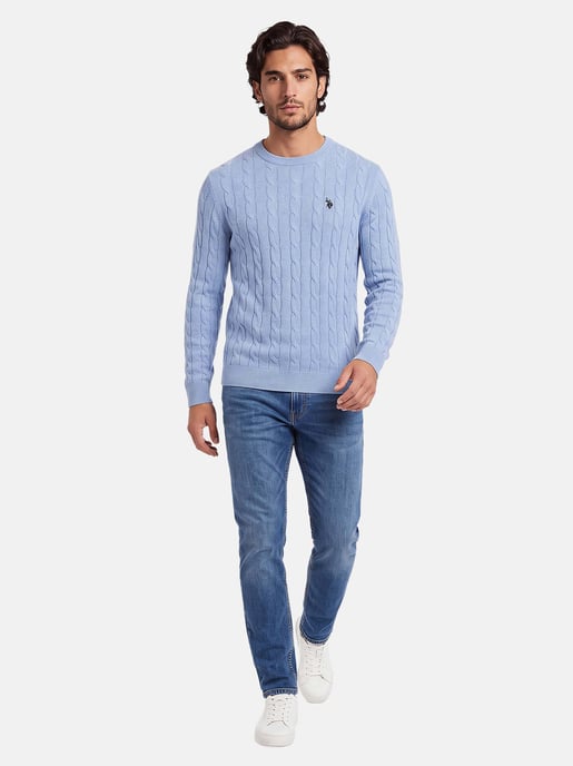 U.S. POLO ASSN. Herren Pullover – Zopfstrick aus 100% Baumwolle - Image 4