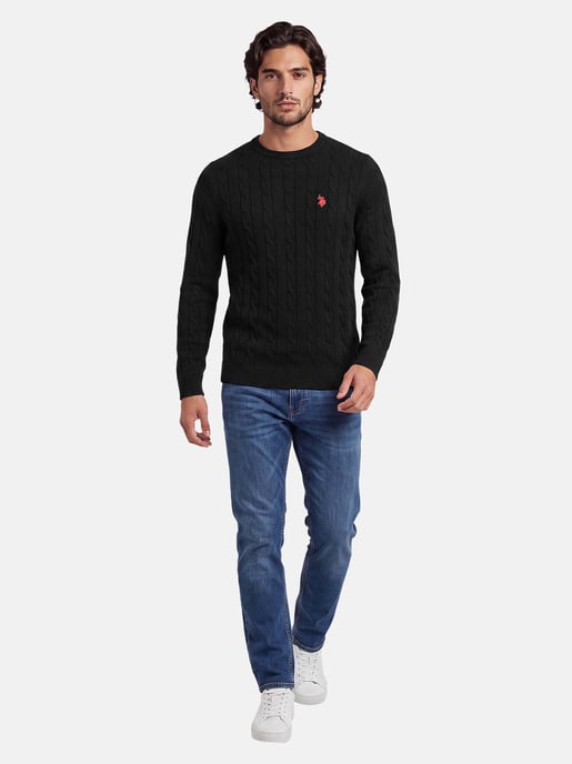 U.S. POLO ASSN. Herren Pullover – Zopfstrick aus 100% Baumwolle - Image 4