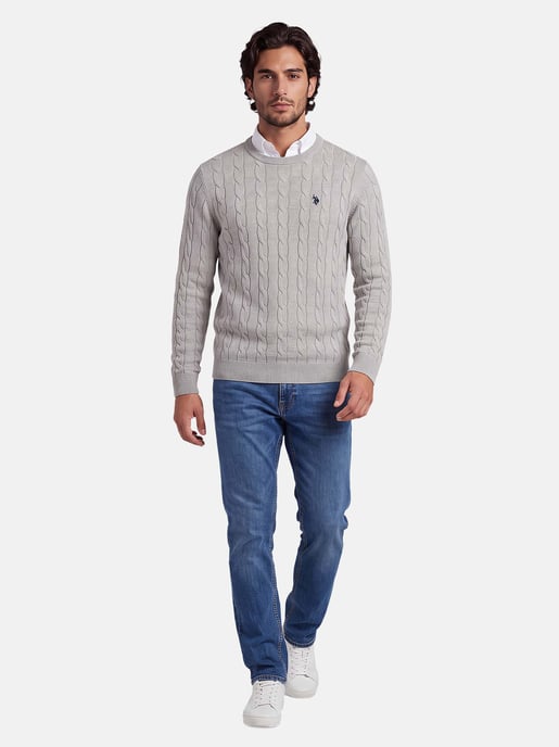 U.S. POLO ASSN. Herren Pullover – Zopfstrick aus 100% Baumwolle - Image 4
