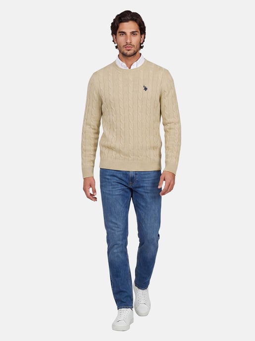 U.S. POLO ASSN. Herren Pullover – Zopfstrick aus 100% Baumwolle - Image 4