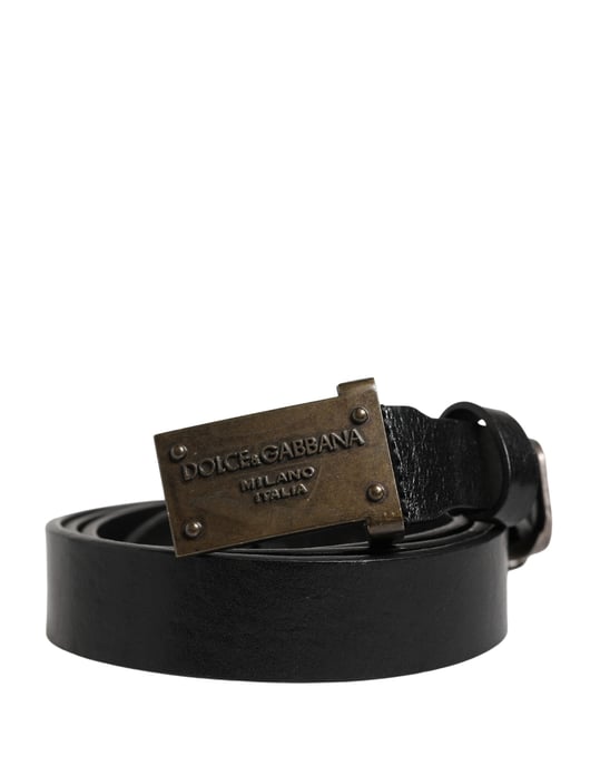 Dolce & Gabbana Herren Klassischer Ledergürtel mit Logo-Schnalle, Schwarz - Image 1