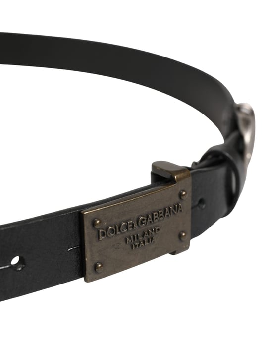 Dolce & Gabbana Herren Klassischer Ledergürtel mit Logo-Schnalle, Schwarz - Image 3