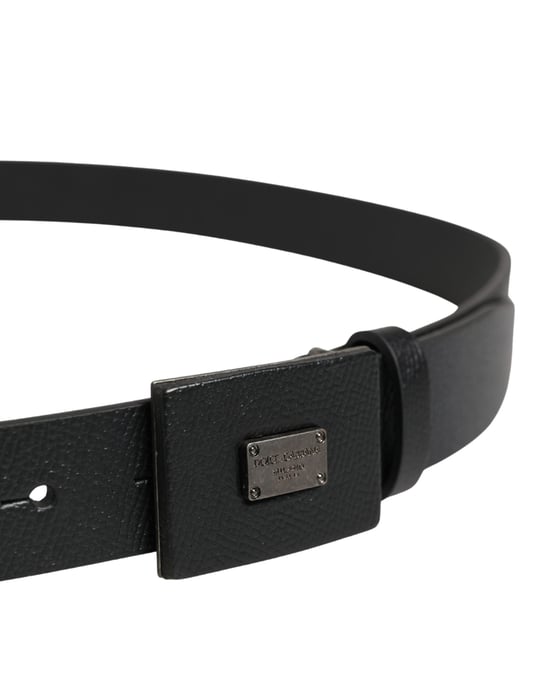 Dolce & Gabbana Herren-Gürtel aus schwarzem Kalbsleder mit quadratischer Schnalle - Image 3