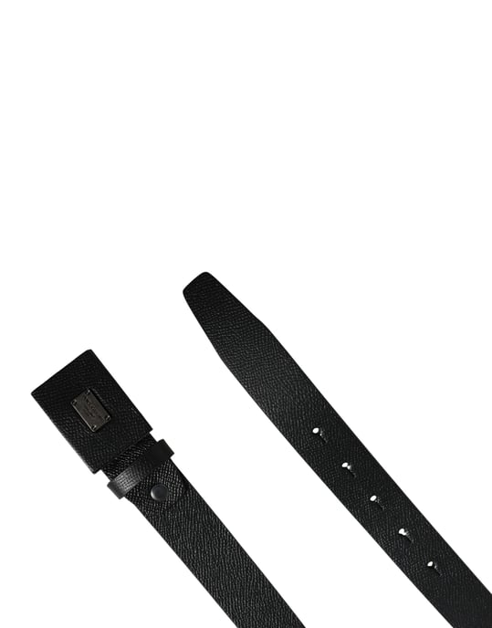 Dolce & Gabbana Herren-Gürtel aus schwarzem Kalbsleder mit quadratischer Schnalle - Image 6