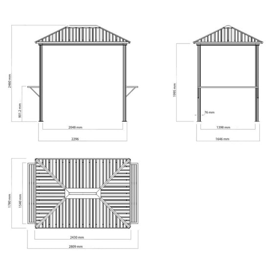 Sojag Dakota 68 Aluminium-Grillpavillon mit 2 Seitenablagen 2x2,5 m - Image 5