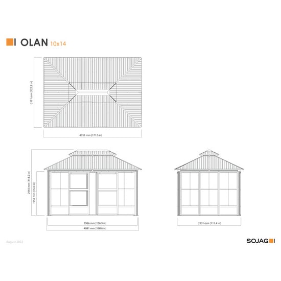 Sojag Olan Pavillon mit Seitenwänden inkl. Moskitonetz 4x3 m - - Image 5