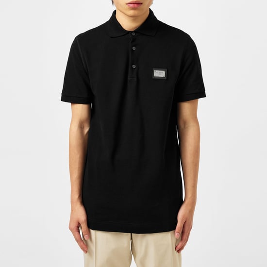 Herren Dolce & Gabbana Baumwoll-Piqué Poloshirt in Schwarz - Image 1