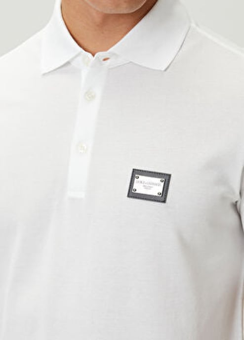 Dolche&Gabanna Baumwoll-Jersey-Poloshirt mit Metall-Logoanhänger Weiß - Image 2
