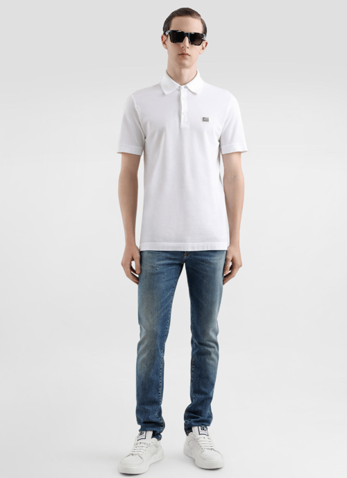 Dolche&Gabanna Baumwoll-Jersey-Poloshirt mit Metall-Logoanhänger Weiß - Image 3