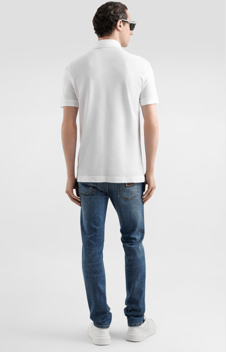 Dolche&Gabanna Baumwoll-Jersey-Poloshirt mit Metall-Logoanhänger Weiß - Image 4