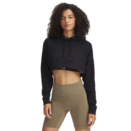 Under Armour Damen Tery Cropped 1/4-Zip-Fleece in Schwarz - Image 2