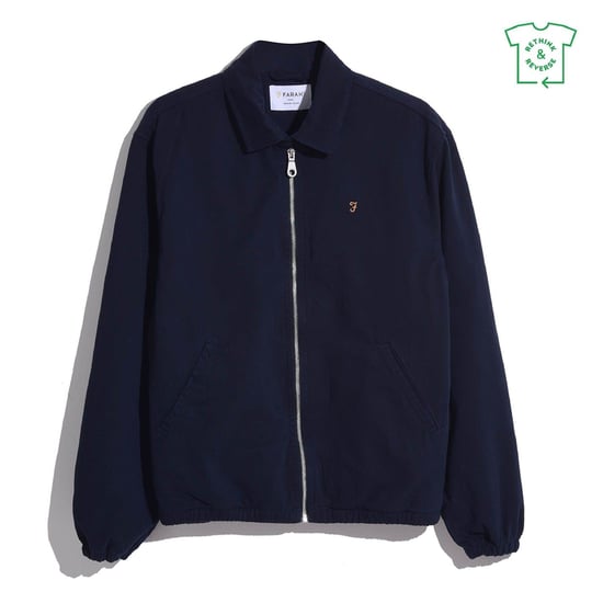 Farah Cane Herren-Overshirt mit unifarbenem Muster in True Navy - Image 1