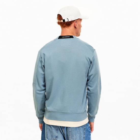 C.P. Company Herren Lens Rundhals-Sweatshirt in Silberblau 809 - Image 4