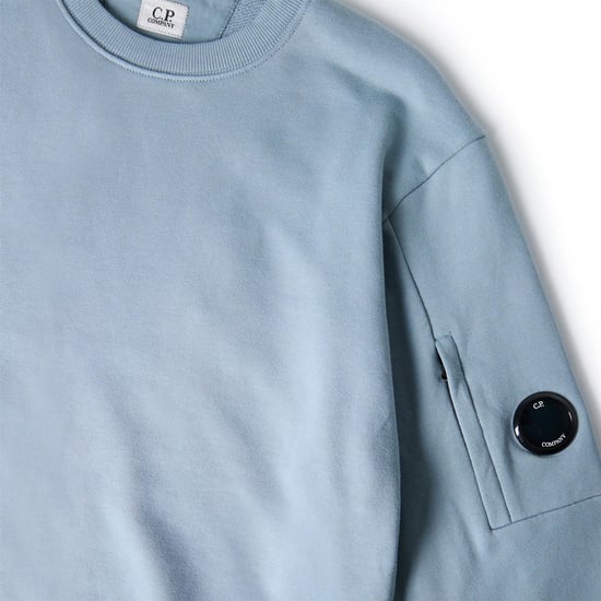 C.P. Company Herren Lens Rundhals-Sweatshirt in Silberblau 809 - Image 5