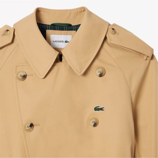 Lacoste Herren-Trenchcoat mit einfarbigem Muster, Reverskragen und in Croissant - Image 2