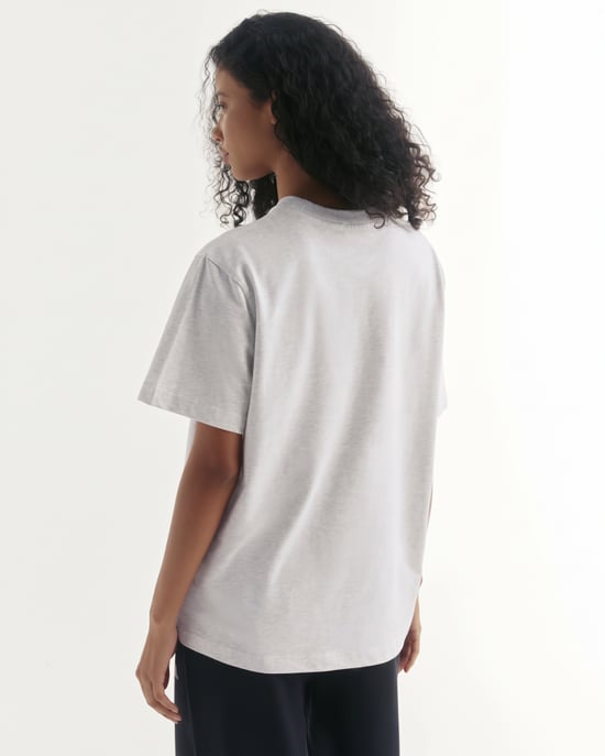 Adanola Varsity T-Shirt Damen Hellgrau meliert Rosa Oversized - Image 3