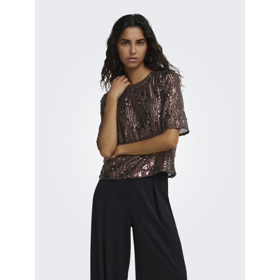 Jacqueline de Yong lola 2/4 sequin top jrs 15382815 rum raisin - Image 4
